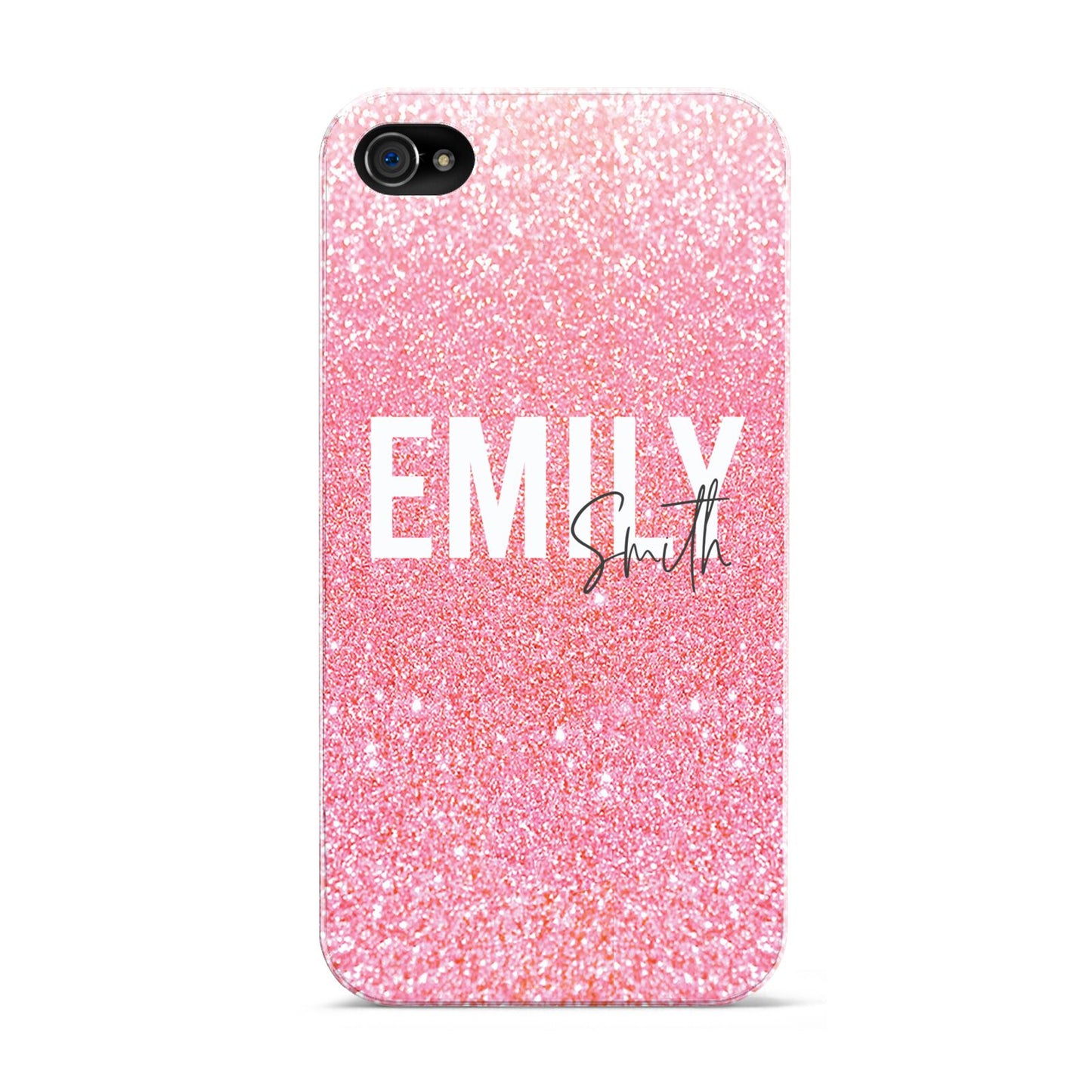 Personalised Pink Glitter White Name Apple iPhone 4s Case