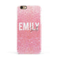 Personalised Pink Glitter White Name Apple iPhone 6 3D Snap Case