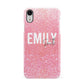Personalised Pink Glitter White Name Apple iPhone XR White 3D Snap Case