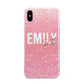 Personalised Pink Glitter White Name Apple iPhone Xs Max 3D Tough Case