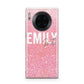 Personalised Pink Glitter White Name Huawei Mate 30 Pro Phone Case