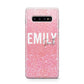 Personalised Pink Glitter White Name Protective Samsung Galaxy Case