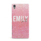 Personalised Pink Glitter White Name Sony Xperia Case