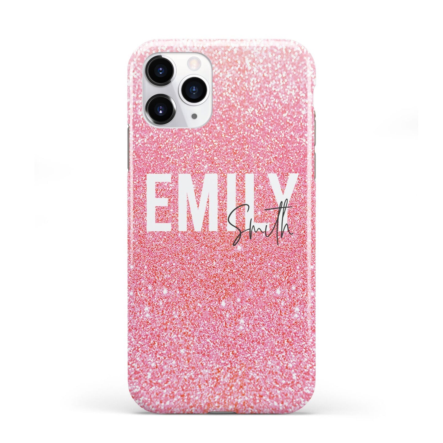 Personalised Pink Glitter White Name iPhone 11 Pro 3D Tough Case
