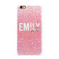 Personalised Pink Glitter White Name iPhone 6 Plus 3D Snap Case on Gold Phone