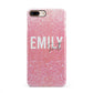 Personalised Pink Glitter White Name iPhone 8 Plus 3D Snap Case on Gold Phone