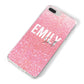 Personalised Pink Glitter White Name iPhone 8 Plus Bumper Case on Silver iPhone Alternative Image