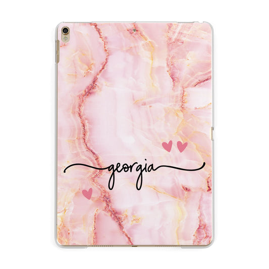 Personalised Pink Gold Agate Handwriting Text Apple iPad Gold Case