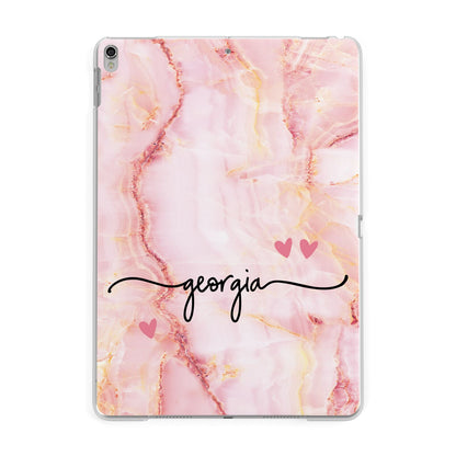 Personalised Pink Gold Agate Handwriting Text Apple iPad Silver Case