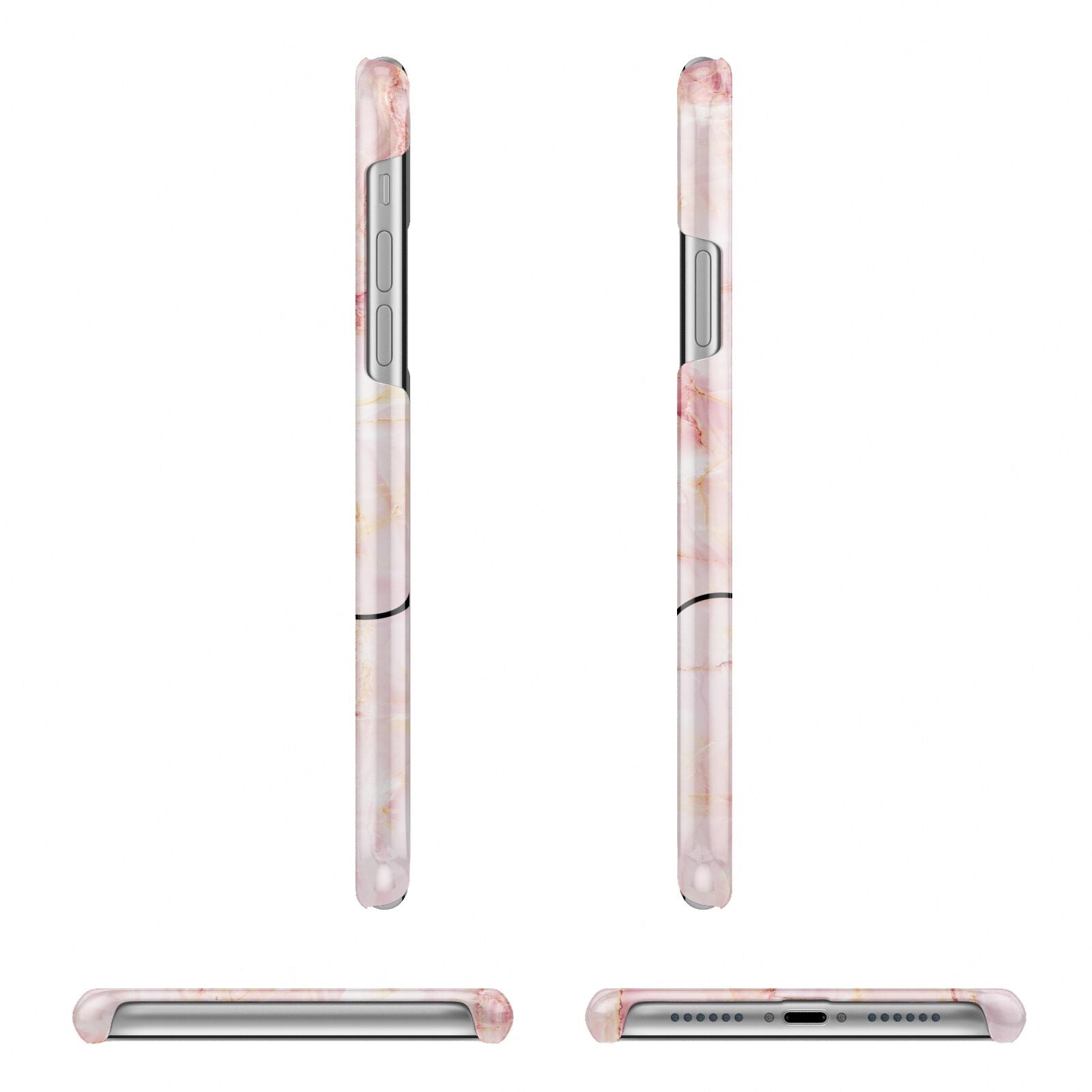 Personalised Pink Gold Agate Handwriting Text Apple iPhone XR 3D Wrap Snap Case Angled Images on White Phone