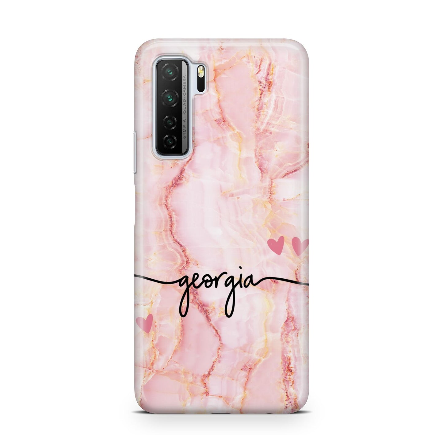 Personalised Pink Gold Agate Handwriting Text Huawei P40 Lite 5G Phone Case