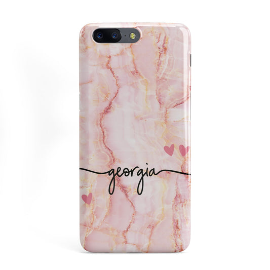Personalised Pink Gold Agate Handwriting Text OnePlus Case