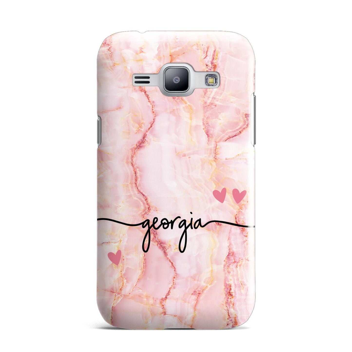 Personalised Pink Gold Agate Handwriting Text Samsung Galaxy J1 2015 Case
