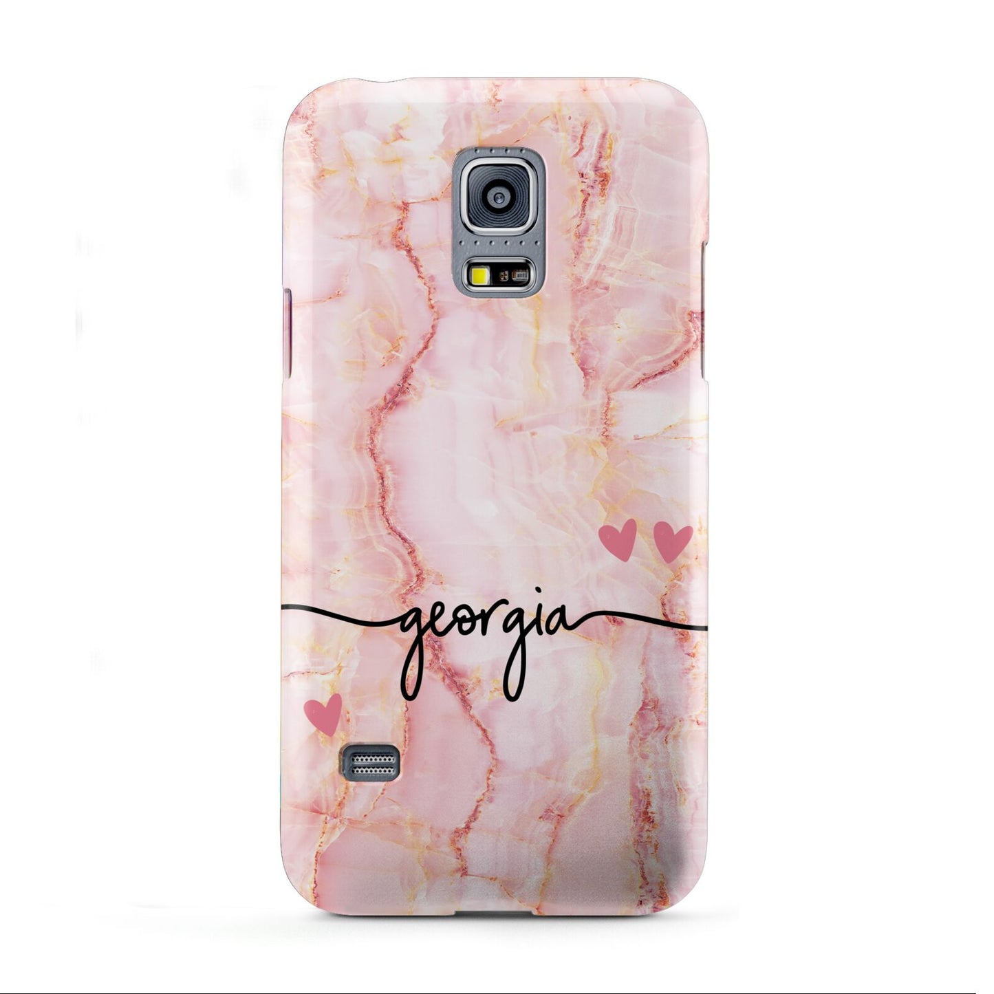 Personalised Pink Gold Agate Handwriting Text Samsung Galaxy S5 Mini Case