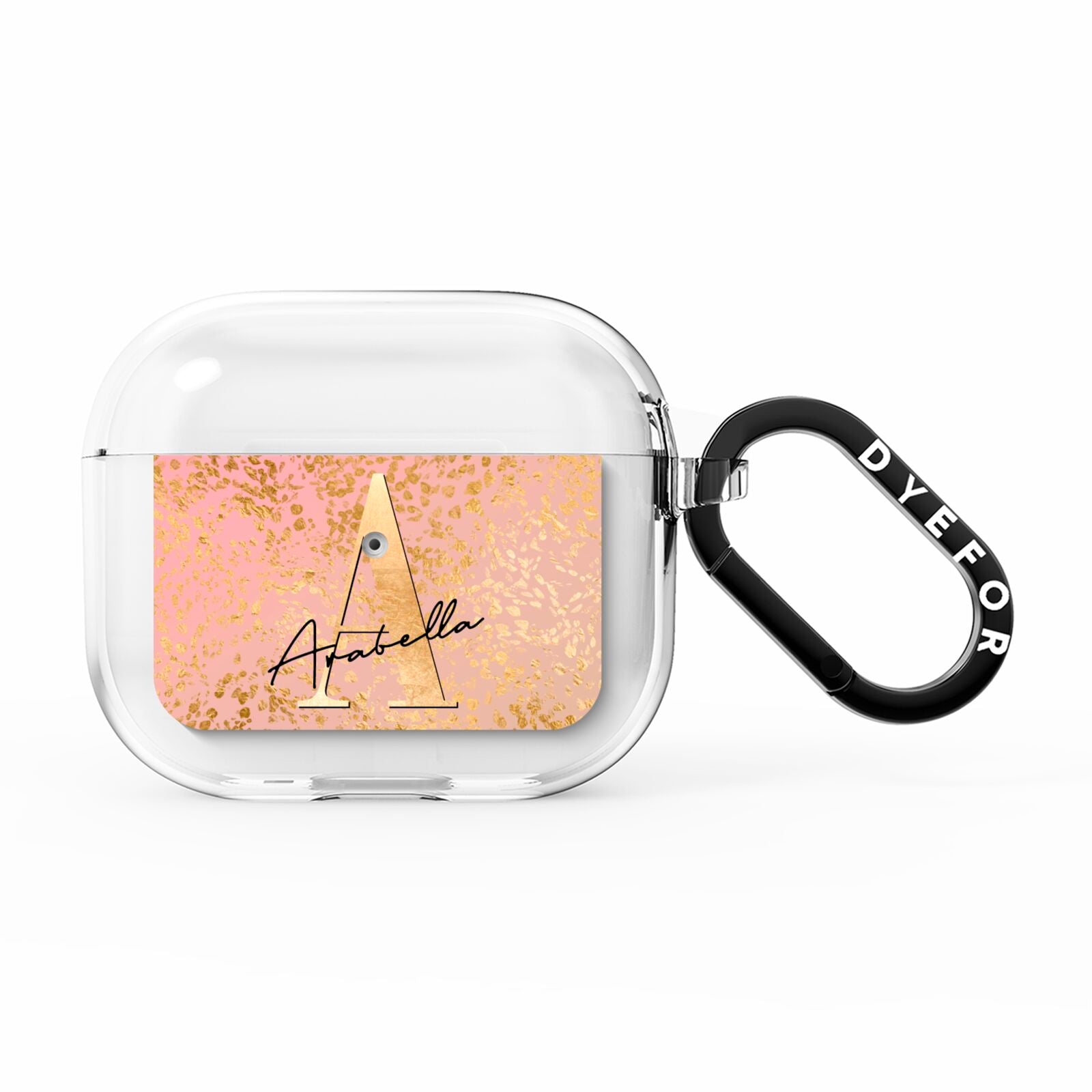 Personalised Pink Gold Cheetah AirPods Clear Case 3rd Gen
