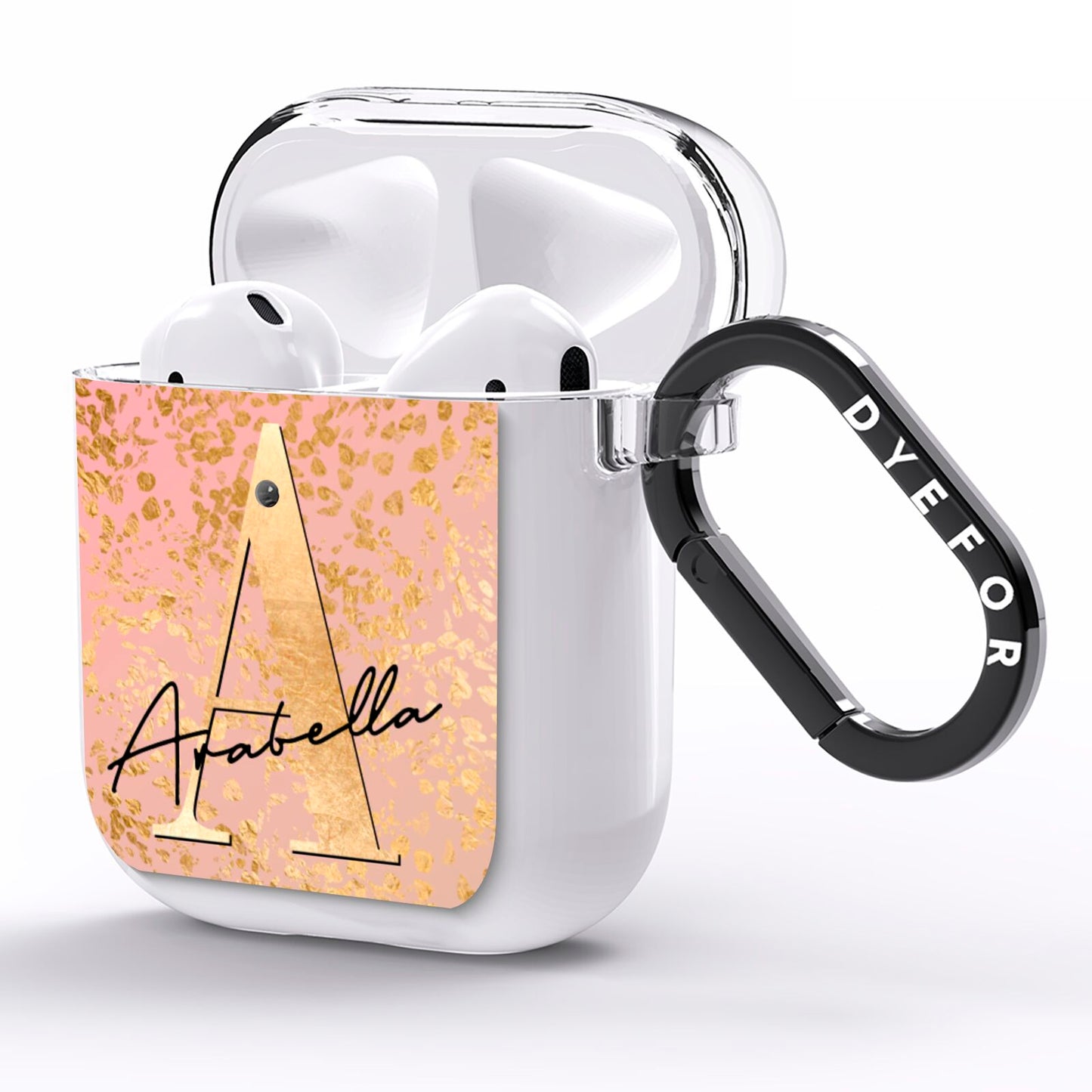 Personalised Pink Gold Cheetah AirPods Clear Case Side Image