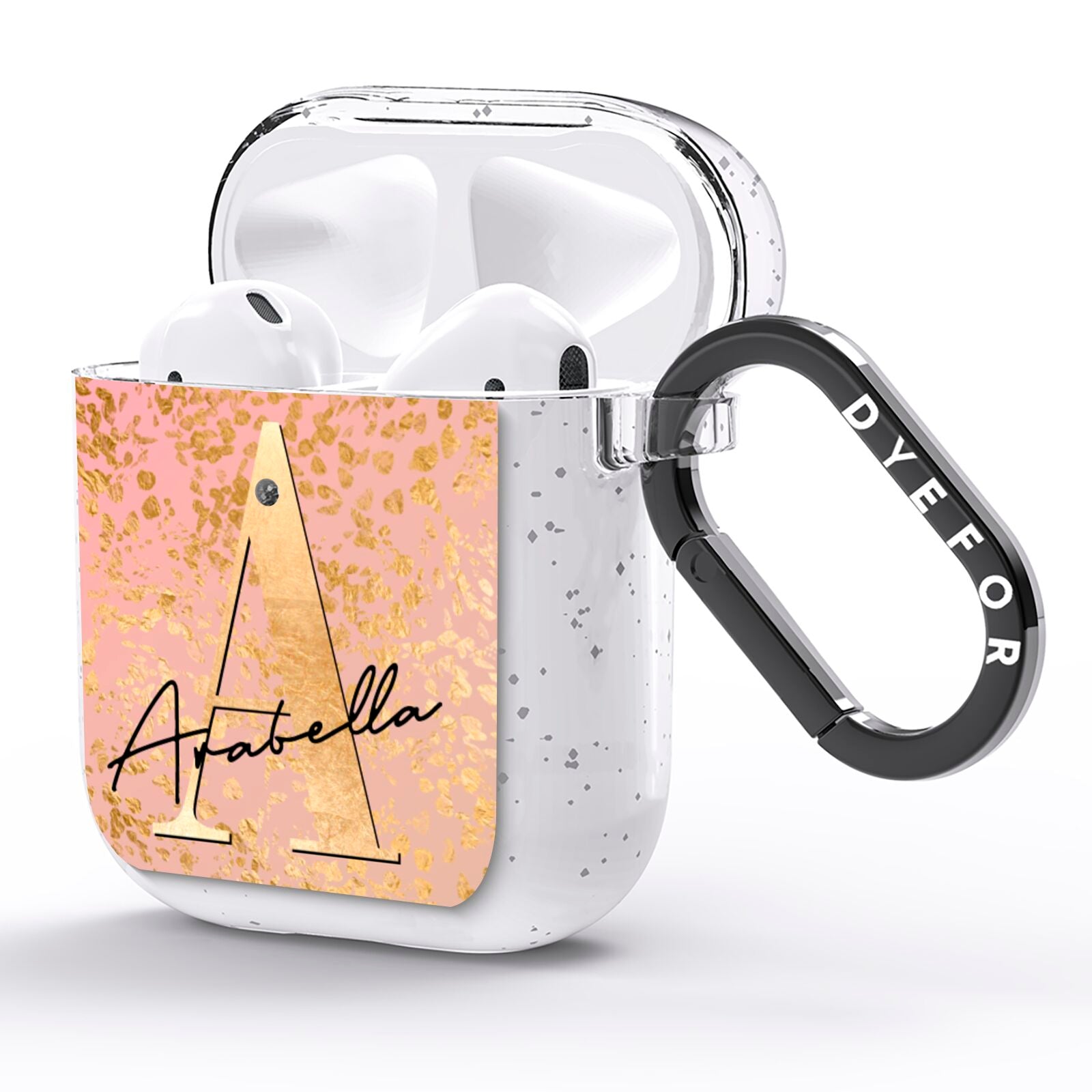 Personalised Pink Gold Cheetah AirPods Glitter Case Side Image