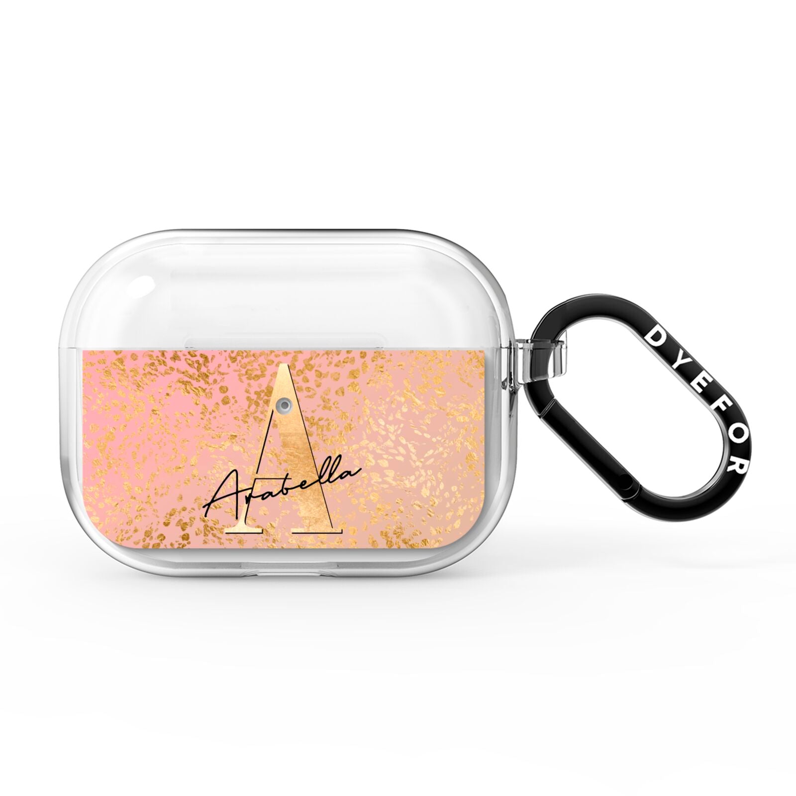 Personalised Pink Gold Cheetah AirPods Pro Clear Case