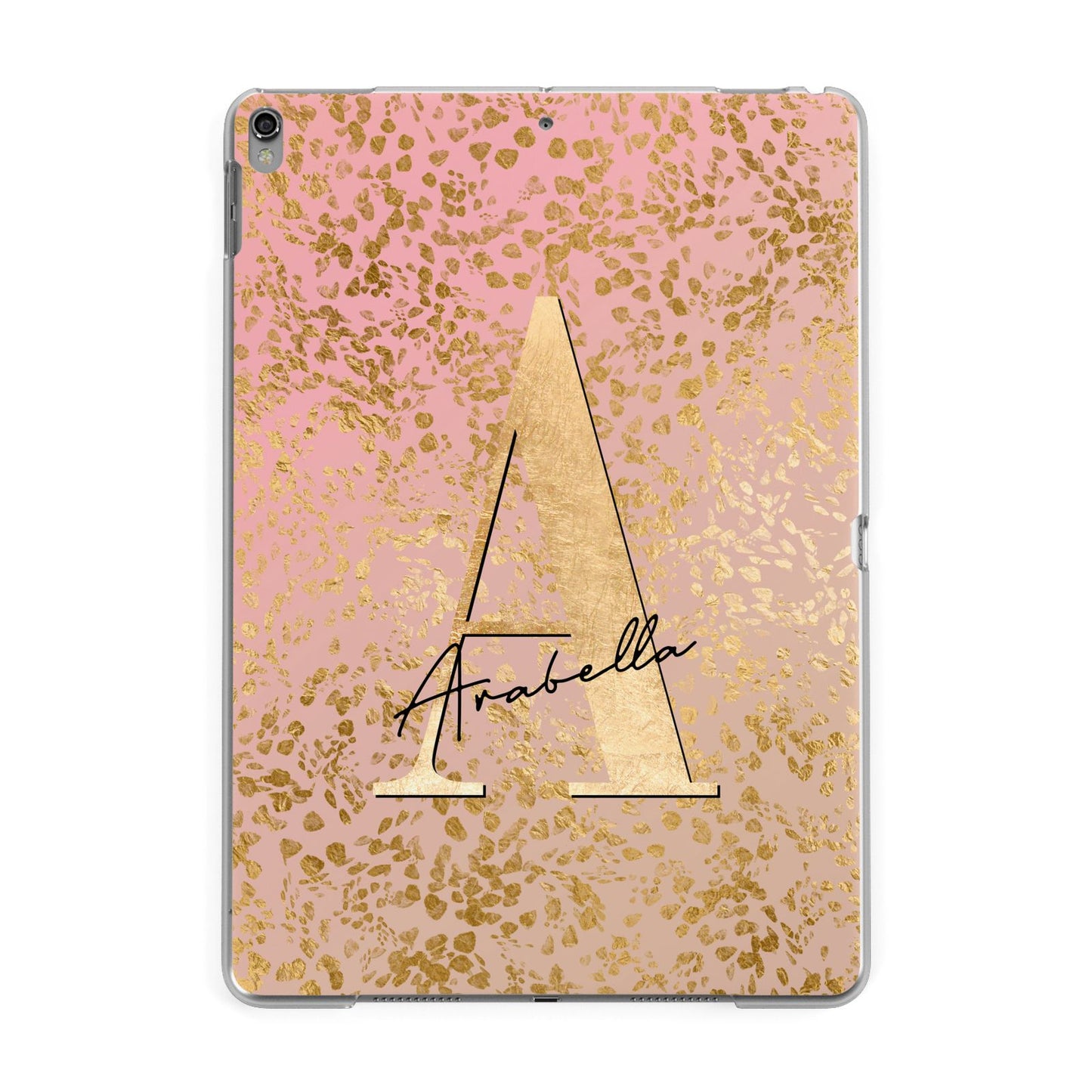 Personalised Pink Gold Cheetah Apple iPad Grey Case