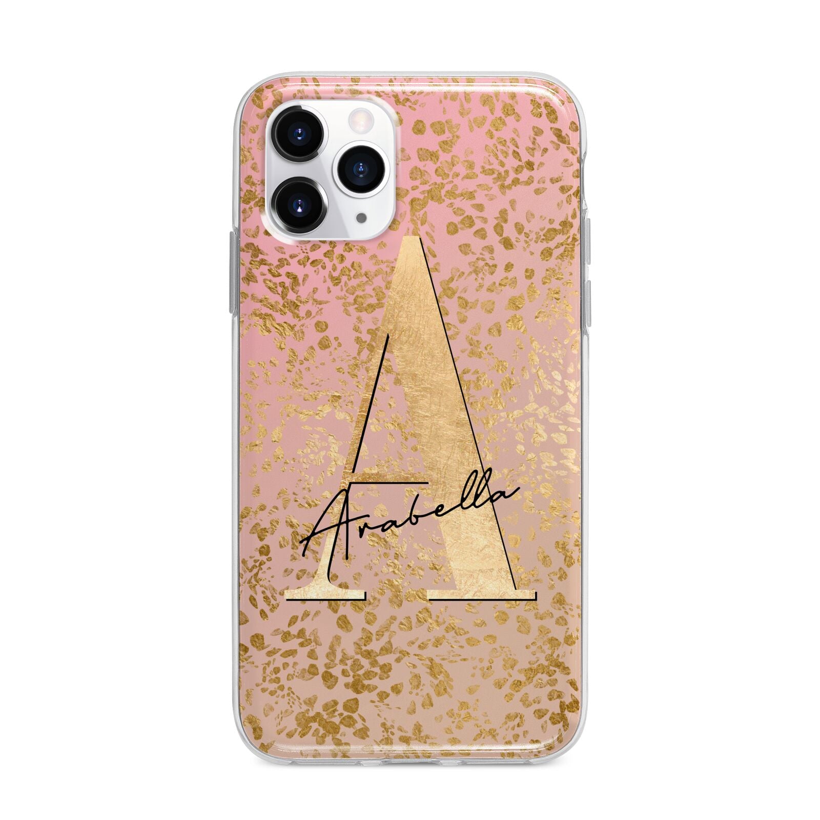 Personalised Pink Gold Cheetah Apple iPhone 11 Pro Max in Silver with Bumper Case