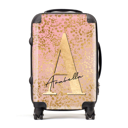 Personalised Pink Gold Cheetah Suitcase