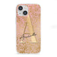 Personalised Pink Gold Cheetah iPhone 13 Mini Clear Bumper Case