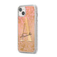 Personalised Pink Gold Cheetah iPhone 14 Plus Glitter Tough Case Starlight Angled Image