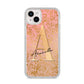 Personalised Pink Gold Cheetah iPhone 14 Plus Glitter Tough Case Starlight