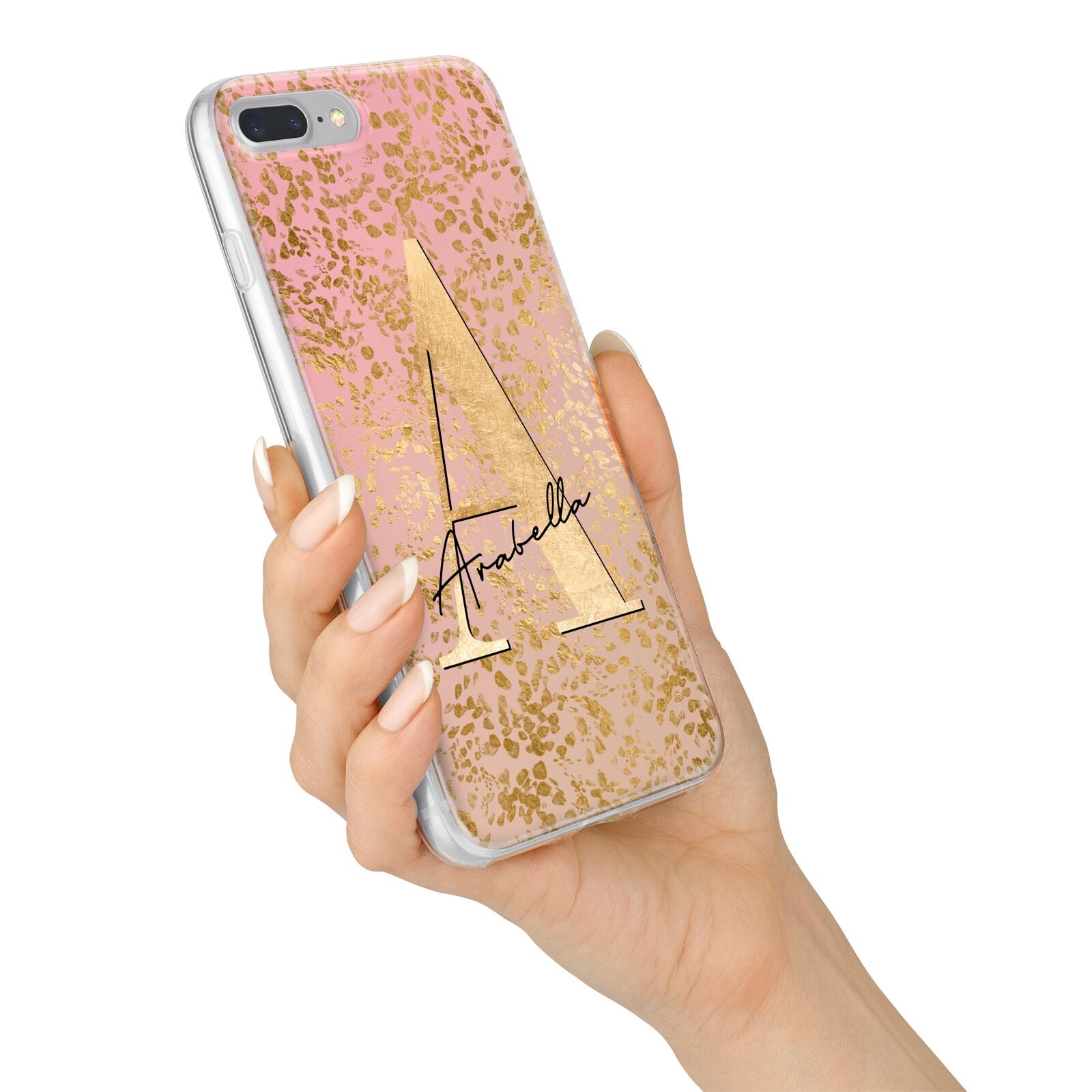 Personalised Pink Gold Cheetah iPhone 7 Plus Bumper Case on Silver iPhone Alternative Image