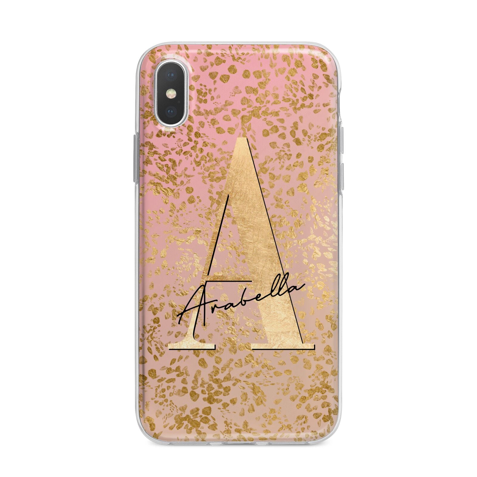 Personalised Pink Gold Cheetah iPhone X Bumper Case on Silver iPhone Alternative Image 1