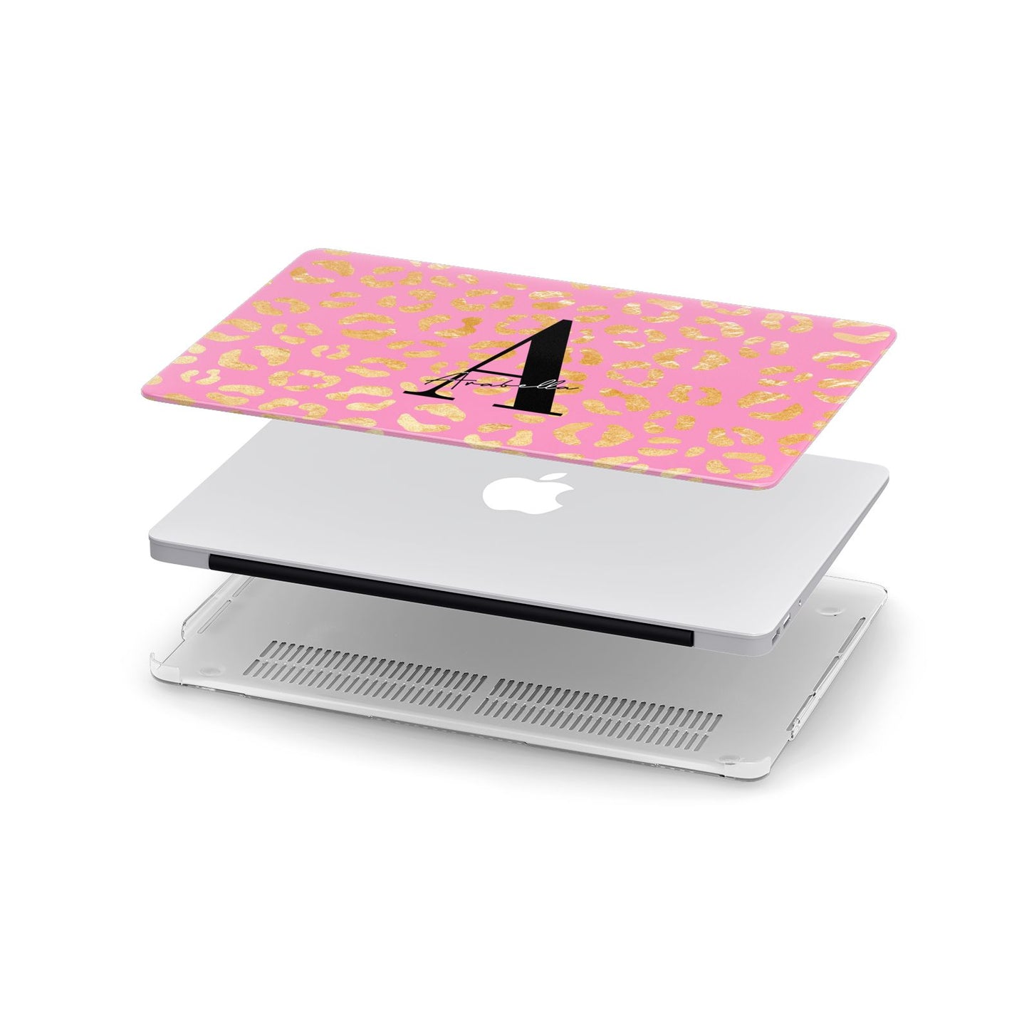 Personalised Pink Gold Leopard Print Apple MacBook Case in Detail
