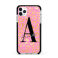 Personalised Pink Gold Leopard Print Apple iPhone 11 Pro Max in Silver with Black Impact Case