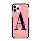 Personalised Pink Gold Leopard Print Apple iPhone 11 Pro in Silver with Black Impact Case