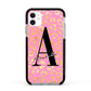 Personalised Pink Gold Leopard Print Apple iPhone 11 in White with Black Impact Case