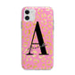 Personalised Pink Gold Leopard Print Apple iPhone 11 in White with Bumper Case