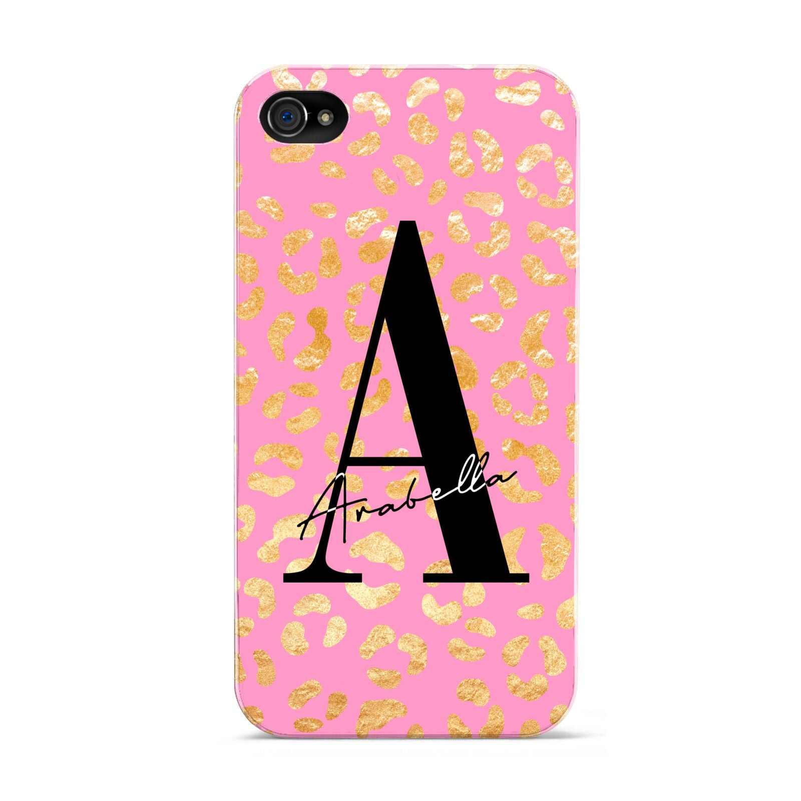 Personalised Pink Gold Leopard Print Apple iPhone 4s Case