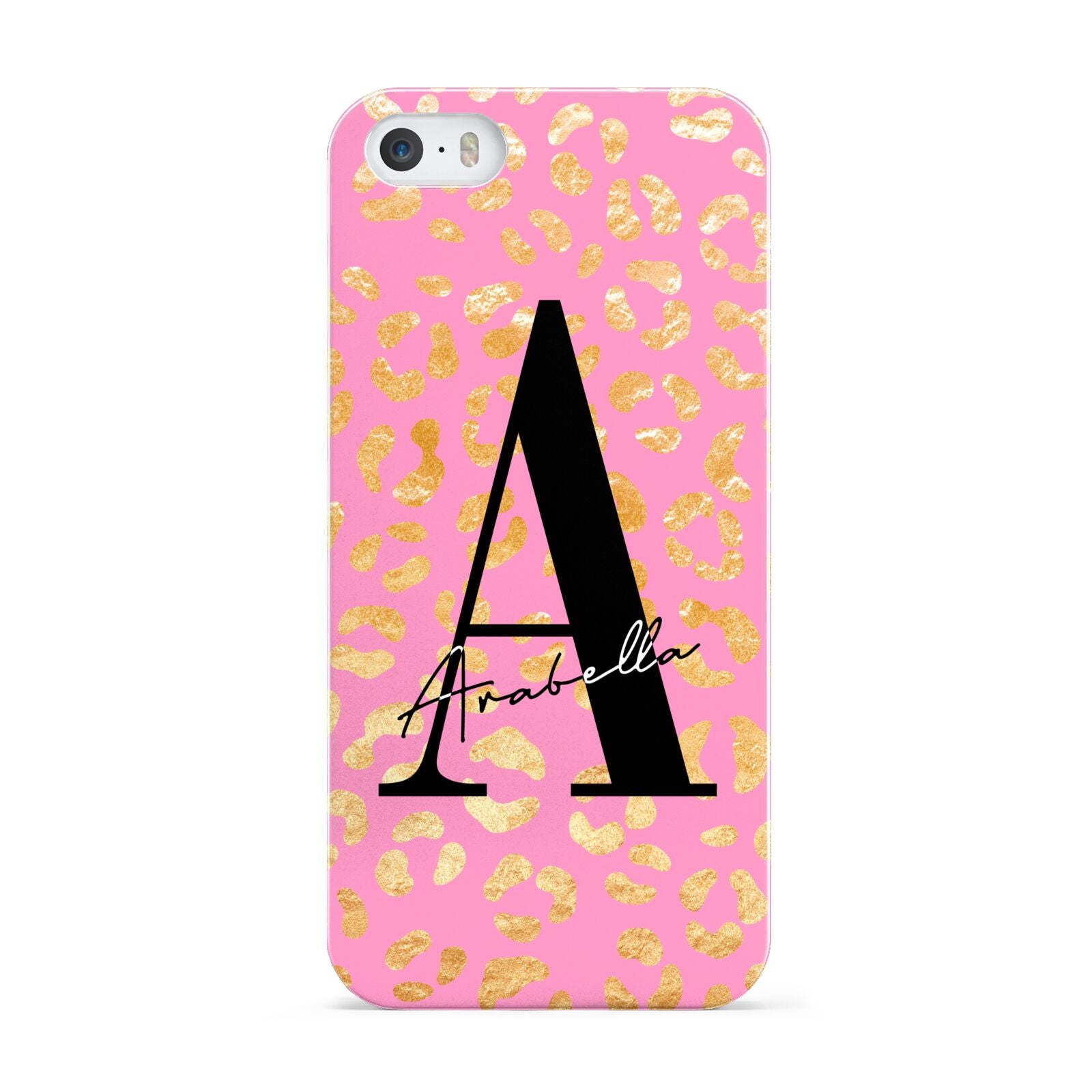 Personalised Pink Gold Leopard Print Apple iPhone 5 Case