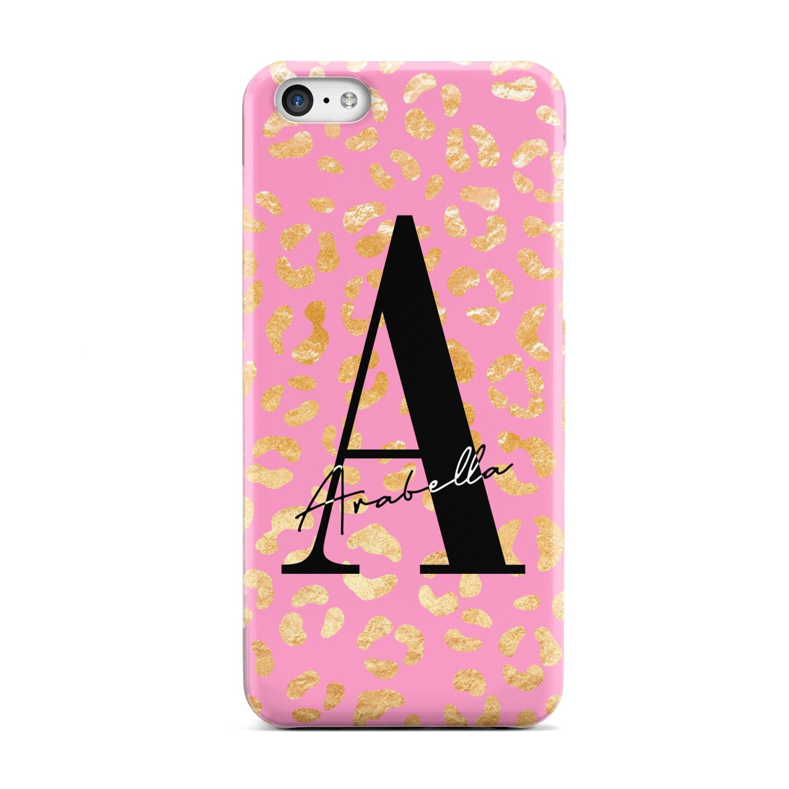 Personalised Pink Gold Leopard Print Apple iPhone 5c Case