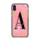 Personalised Pink Gold Leopard Print Apple iPhone Xs Impact Case Black Edge on Black Phone