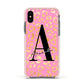 Personalised Pink Gold Leopard Print Apple iPhone Xs Impact Case Pink Edge on Black Phone