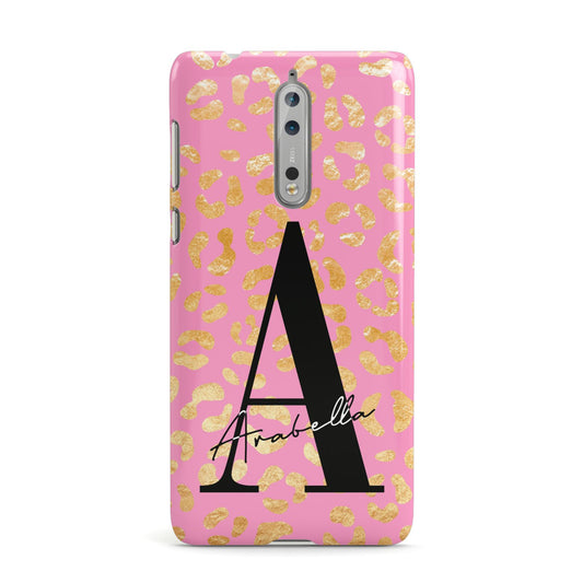 Personalised Pink Gold Leopard Print Nokia Case