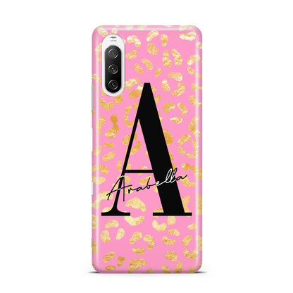 Personalised Pink Gold Leopard Print Sony Xperia 10 III Case