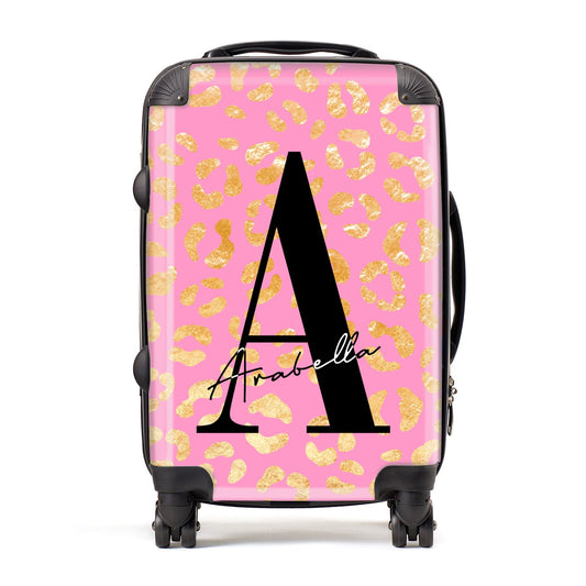 Personalised Pink Gold Leopard Print Suitcase