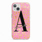 Personalised Pink Gold Leopard Print iPhone 13 TPU Impact Case with Pink Edges