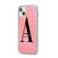 Personalised Pink Gold Leopard Print iPhone 14 Plus Glitter Tough Case Starlight Angled Image