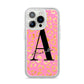 Personalised Pink Gold Leopard Print iPhone 14 Pro Glitter Tough Case Silver