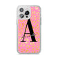 Personalised Pink Gold Leopard Print iPhone 14 Pro Max Glitter Tough Case Silver