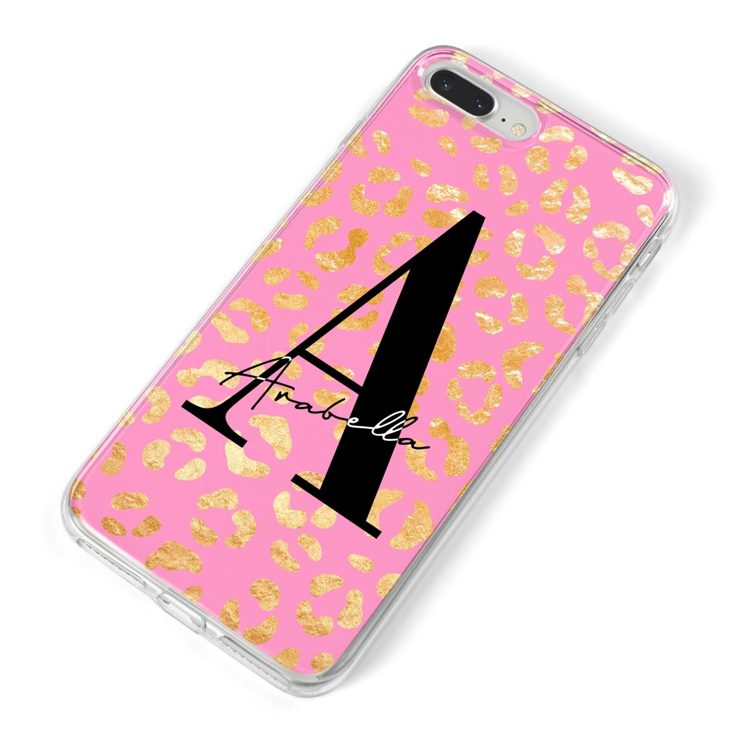 Personalised Pink Gold Leopard Print iPhone 8 Plus Bumper Case on Silver iPhone Alternative Image