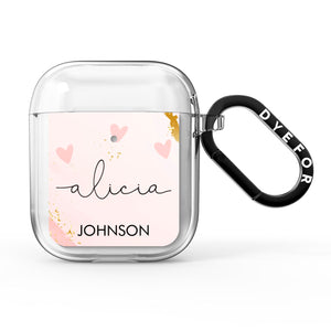 Personalised Pink Gold Marble Names AirPods Case