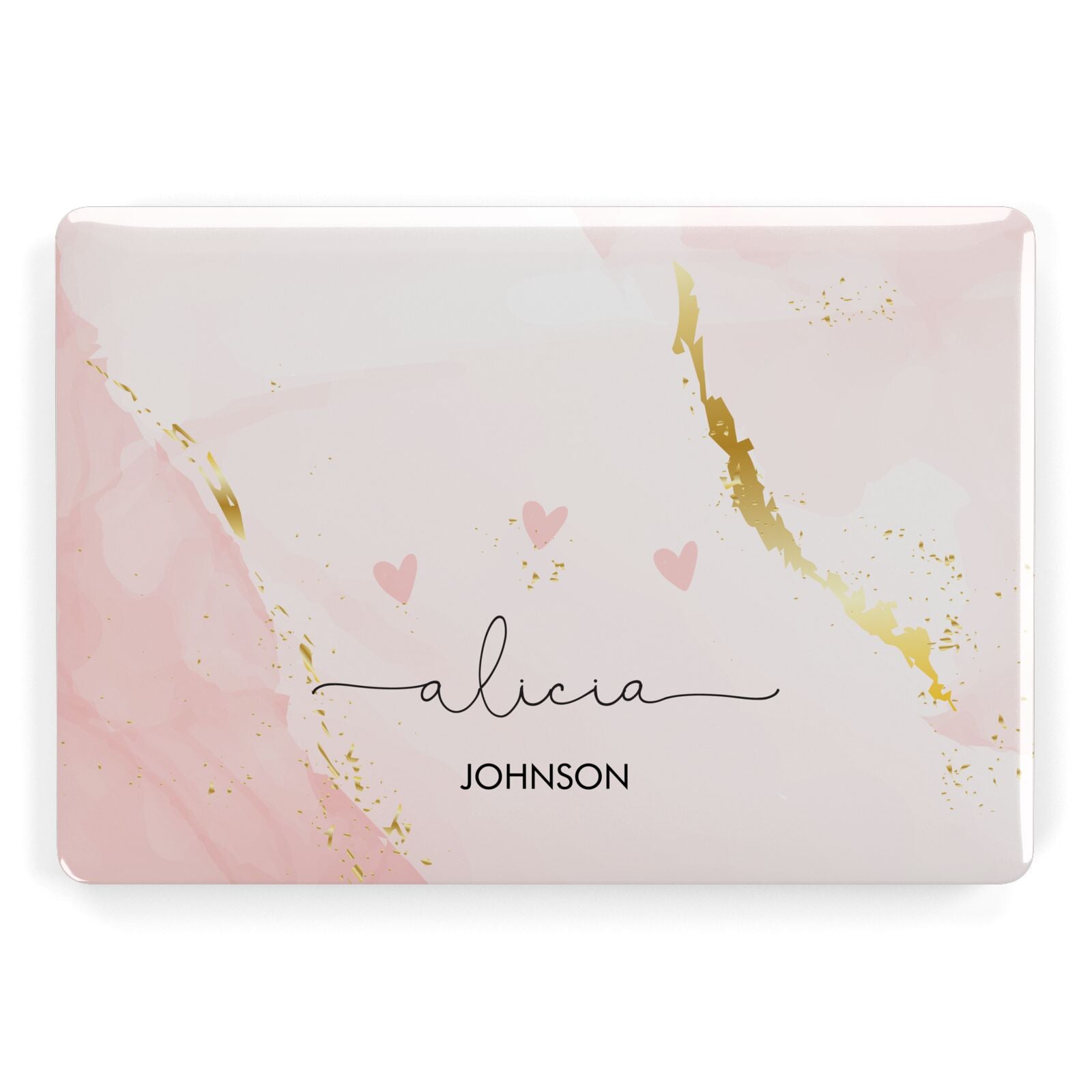 Personalised Pink Gold Marble Names Apple MacBook Case